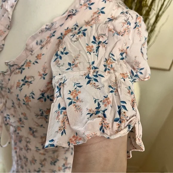 FOR LOVE & LEMONS x REVOLVE Nostalgia Floral Tie Front Mini Dress Size Small - Picture 7 of 14